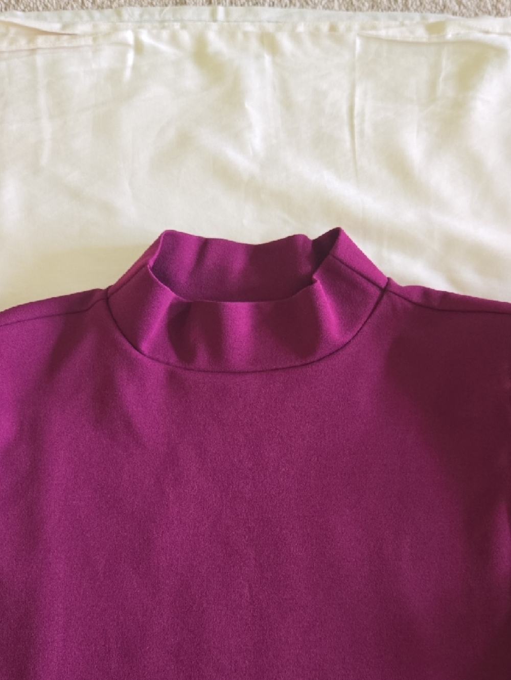 Ann Taylor Puff Sleeve Mock Neck Top in Plum - Picture 2 of 11